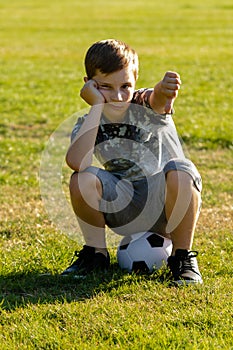 Pre-teen caucasian boy playing outside