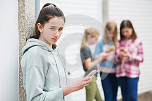 Pre Teen Girl Being Bullied By Text Message