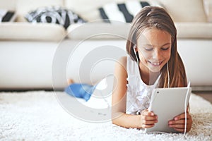 Pre teen girl with tablet pc