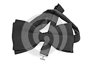 Pre-tied black silk bow tie