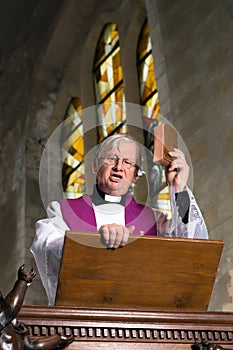 Preacher on pulpit