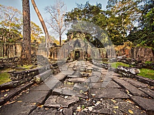 Preah Khan Temple Ruins at Angkor, Cambodia