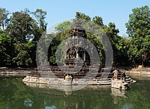 Preah Neak Pean, Siem Reap, Cambodia - a Buddhist temple old hospital from the late 12th century. Angkor Wat - UNESCO World