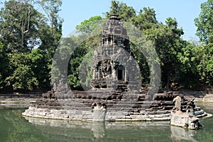 Preah Neak Pean, Siem Reap, Cambodia - a Buddhist temple old hospital from the late 12th century. Angkor Wat - UNESCO World