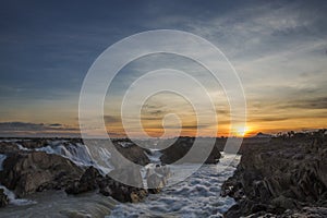 Preah nimth waterfalls in cambodia during sunrise