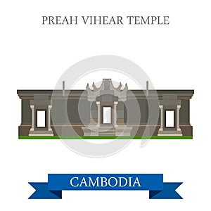 Preah Vihear Hindu Temple in Cambodia vector flat attraction