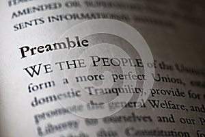 Preamble and We the People written in legal business law textbook photo