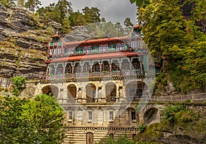 Prebischtor landscape in Bohemian Switzerland Czech Republic Eur