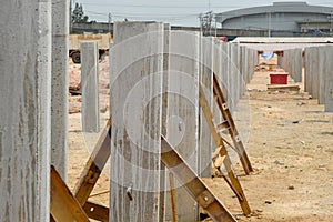 Precast concrete pile cut off in construction site