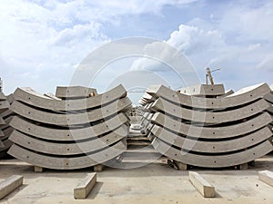 Precast concrete plant with blue sky in the construction site