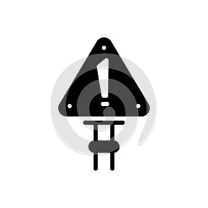 Black solid icon for Precaution, caution and careful