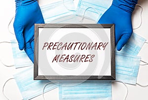 Precautionary measures inscription anti coronavirus outbreak