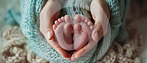 A Precious Bond Captured Newborn Feet Cradled In Loving Mothers Hands