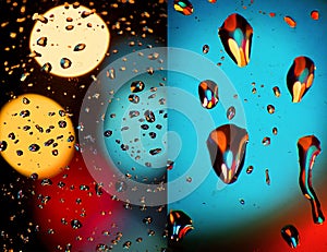 Precious diamonds on the night window.