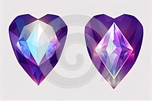 Precious gems crystal stones in shape of heart.