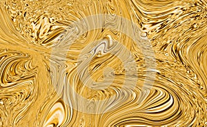 Precious metal flow image. Marble abstract background digital illustration. Liquid gold surface artwork. 3d illustration