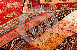 precious Middle Eastern rugs Handmade wool for sale in the antique shop photo