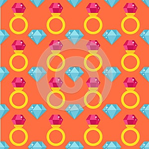 Precious ring seamless pattern vector illustration.