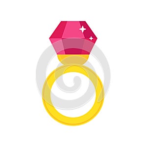 Precious ring with stone gems vector illustration.