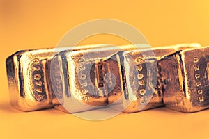 Precious shiny gold bars. Background for finance banking concept. Trade precious metals. Bullions.