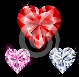 Precious stones in heart shape photo