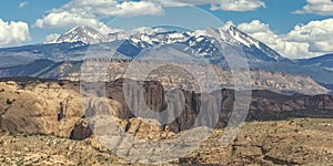 Precipitous Cliff and La Sal Mountain in Moab Utah