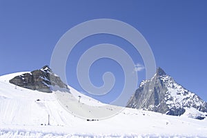 Precipitous Matterhorn Mount on a sunny day Swiss Alps