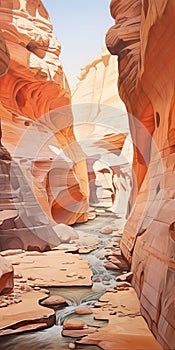 Precise Canyon Painting In The Style Of Dalhart Windberg