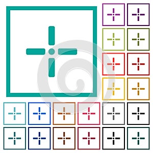 Precise cursor flat color icons with quadrant frames