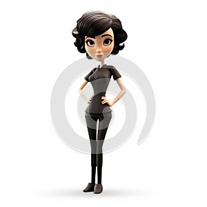 Precise And Lifelike Cartoon Female Figurine With Tapered Cut Hairstyle