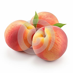 Precise And Lifelike Three Peach On White Background