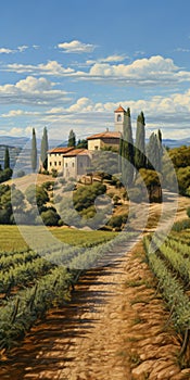 Precise Renaissance Revival: Fattoria Di Felsina Oasis Painting photo