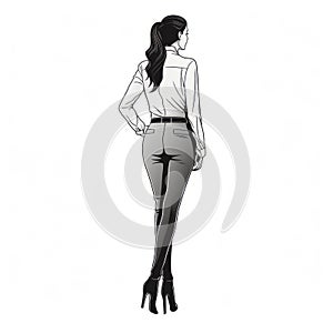 Precise And Sharp Black And White Illustration Of A Woman photo
