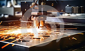 A Precision Cutting Machine Creating Metal Sparks