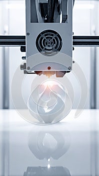 Precision 3D Printer Creating a White Prototype