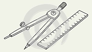 Precision drafting tools: a classic compass and ruler for technical drawings, vector design Generative AI