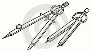 Precision Drawing Compass Tools Set, vector design Generative AI