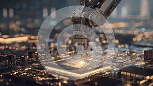 precision electronic board assembly by micro-soldering robot arm