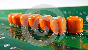 Precision Electronics - Capacitors on a Circuit Board