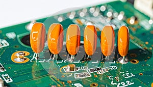 Precision Electronics - Capacitors on a Circuit Board