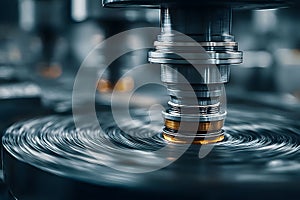 Precision Engineering: Close-Up of Industrial Metalwork Machining Process Generative AI