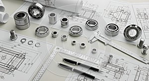 Precision Engineering Mechanical Parts Blueprints Caliper Industrial Design Development Concept