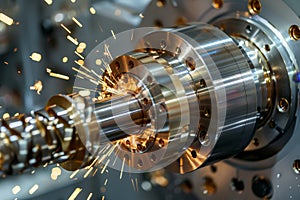 Precision Engineering with Sparks Flying from Metalworking Lathe