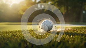 Precision Golf Ball Shot in Ultra HD Style Amidst Dusty Piles - Sports Photography.