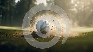 Precision Golf Ball Shot in Ultra HD Style Amidst Dusty Piles - Sports Photography.