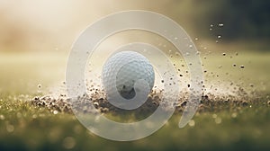 Precision Golf Ball Shot in Ultra HD Style Amidst Dusty Piles - Sports Photography.