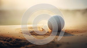 Precision Golf Ball Shot in Ultra HD Style Amidst Dusty Piles - Sports Photography.