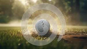 Precision Golf Ball Shot in Ultra HD Style Amidst Dusty Piles - Sports Photography.