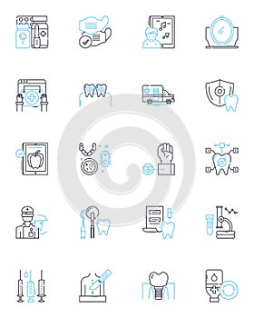 Precision medicine linear icons set. Personalized, Genetics, Targeted, Genomics, Therapeutics, Biomarkers, Diagnosis