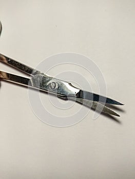 Precision Metal Nail Scissors, Trimmers, Clippers. Closeup.